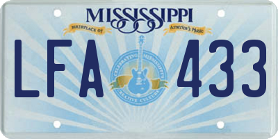 MS license plate LFA433