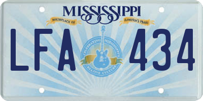 MS license plate LFA434