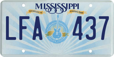 MS license plate LFA437