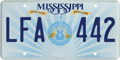 MS license plate LFA442