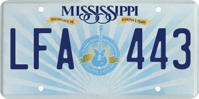 MS license plate LFA443