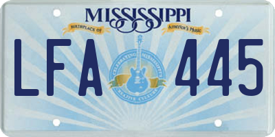 MS license plate LFA445