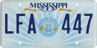MS license plate LFA447