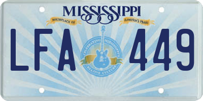 MS license plate LFA449