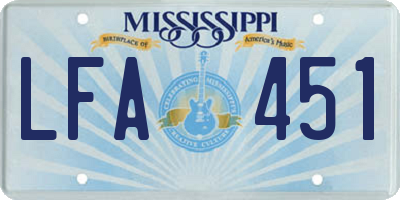 MS license plate LFA451