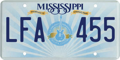 MS license plate LFA455