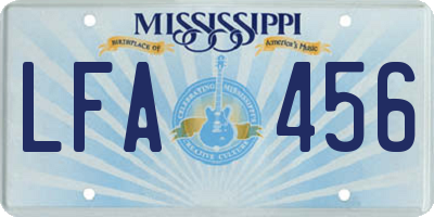 MS license plate LFA456