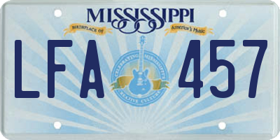 MS license plate LFA457