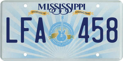 MS license plate LFA458