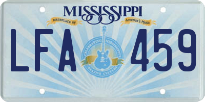 MS license plate LFA459