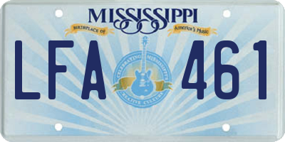 MS license plate LFA461