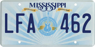 MS license plate LFA462