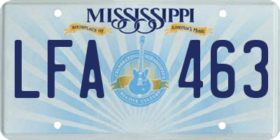 MS license plate LFA463