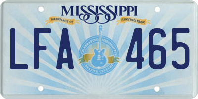 MS license plate LFA465