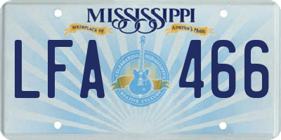 MS license plate LFA466