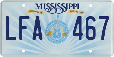 MS license plate LFA467
