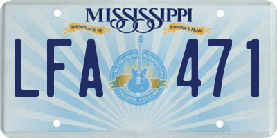 MS license plate LFA471
