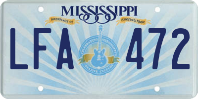 MS license plate LFA472