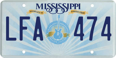 MS license plate LFA474