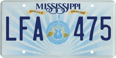 MS license plate LFA475