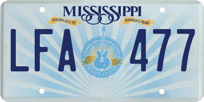 MS license plate LFA477
