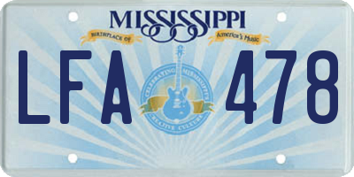 MS license plate LFA478