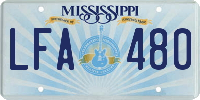 MS license plate LFA480