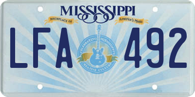 MS license plate LFA492