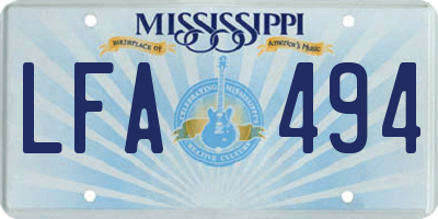 MS license plate LFA494