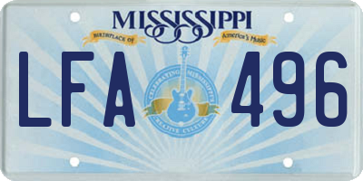 MS license plate LFA496