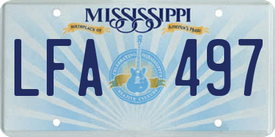 MS license plate LFA497