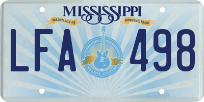 MS license plate LFA498