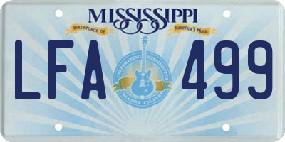 MS license plate LFA499
