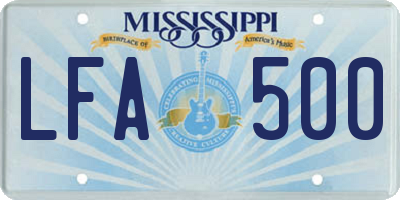 MS license plate LFA500