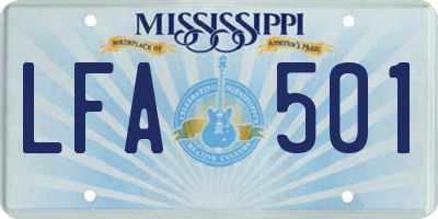 MS license plate LFA501