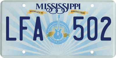 MS license plate LFA502