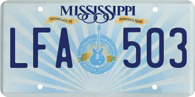 MS license plate LFA503
