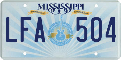 MS license plate LFA504
