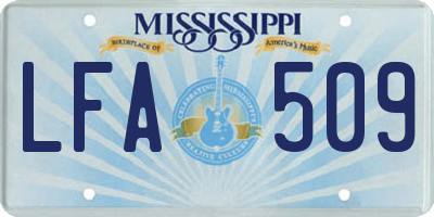 MS license plate LFA509