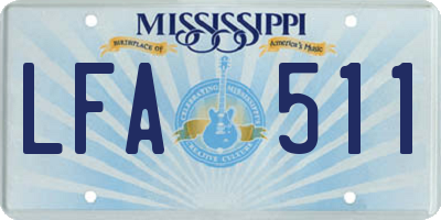 MS license plate LFA511