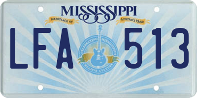 MS license plate LFA513