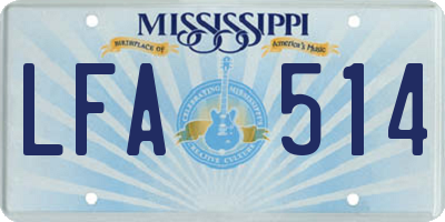 MS license plate LFA514