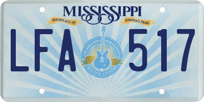 MS license plate LFA517