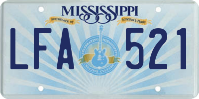 MS license plate LFA521