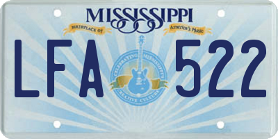 MS license plate LFA522