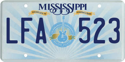 MS license plate LFA523