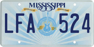 MS license plate LFA524