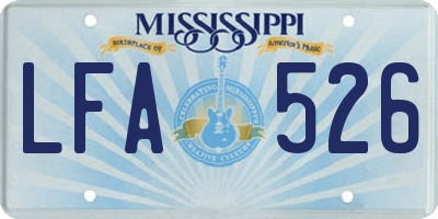 MS license plate LFA526