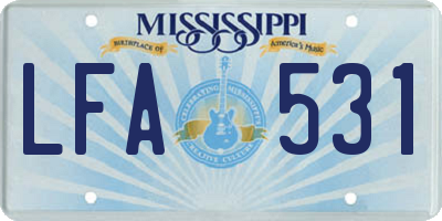 MS license plate LFA531
