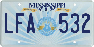 MS license plate LFA532